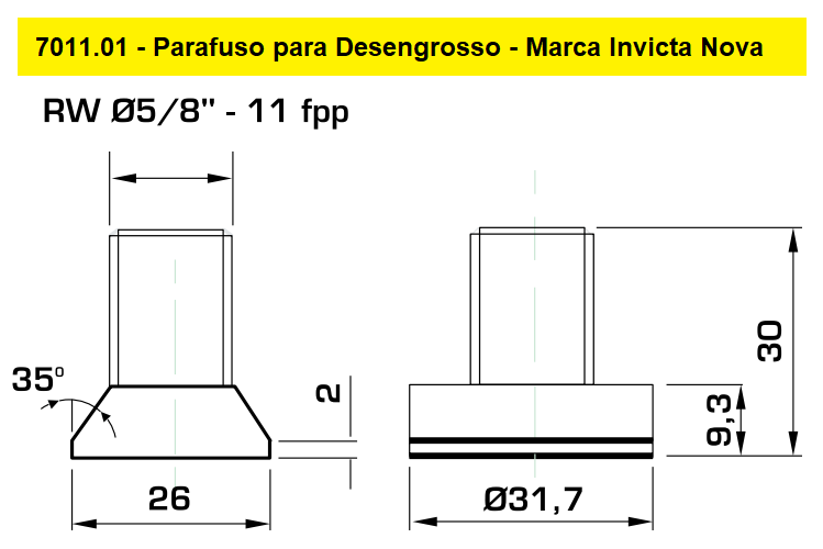 Parafuso para Desengrosso - Invicta Nova - Cód. 7011.01